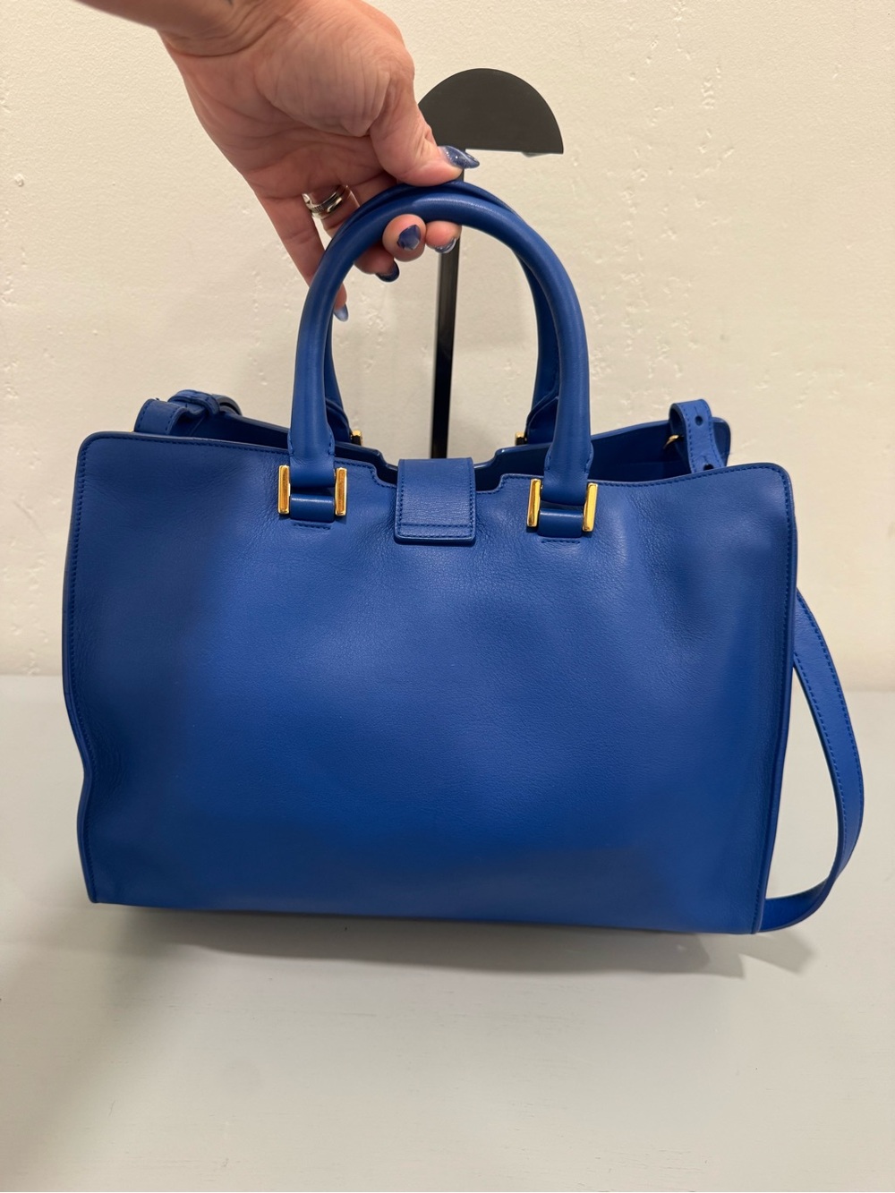 Saint Laurent Monogram Cabas small Blue lambskin Leather - Picture 4 of 9